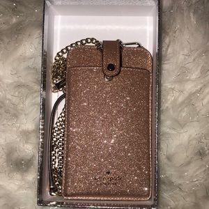 Kate Spade rose gold glitter phone crossbody